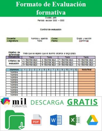 Evaluación Formativa Ejemplos Plantillas Word Excel Canva