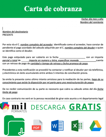 Carta De Cobranza Ejemplos Y Formatos Word PDF