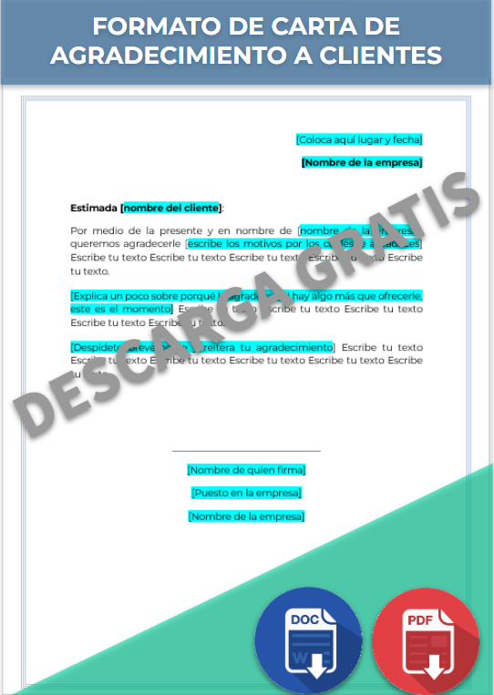 Carta De Agradecimiento A Clientes Ejemplos Y FormatosWord PDF