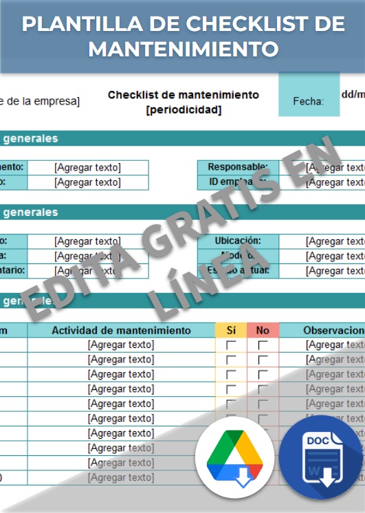 Checklist De Mantenimiento Ejemplos Formatos