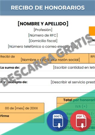 Recibo De Honorarios Ejemplos Formatos Word Excel