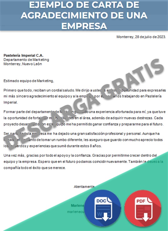 Carta De Agradecimiento De Una Empresa Ejemplos Y Formatos Word PDF