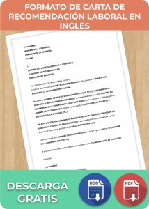 Formato Carta de Recomendación Laboral en Inglés Word