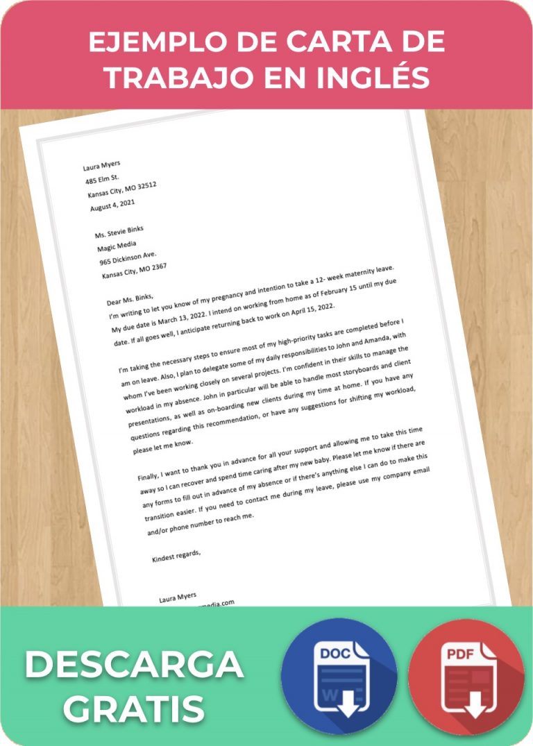 Carta de Trabajo en Inglés Ejemplos Word y