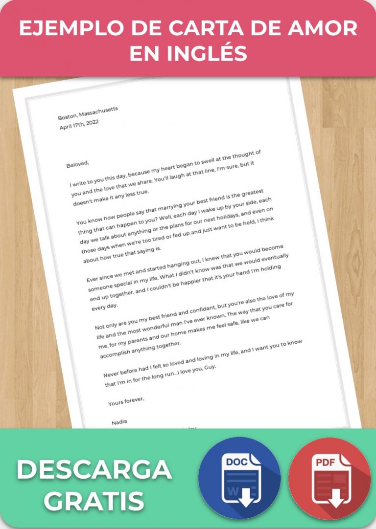 Carta de Amor en Inglés Ejemplos Word y