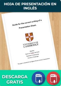 Hoja de Presentación en Inglés