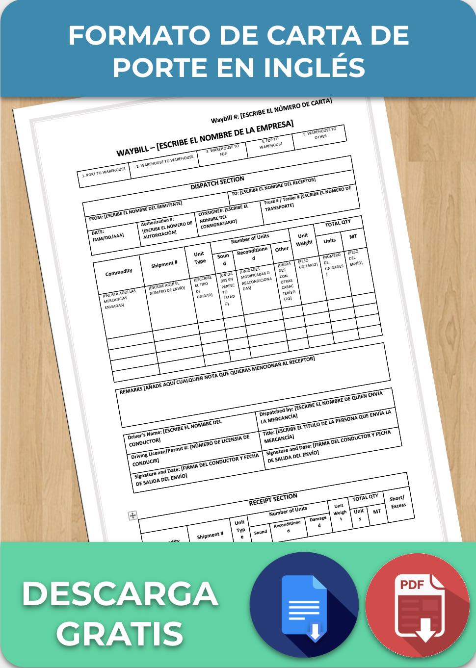 Carta porte en ingl s ejemplos en word y formatos