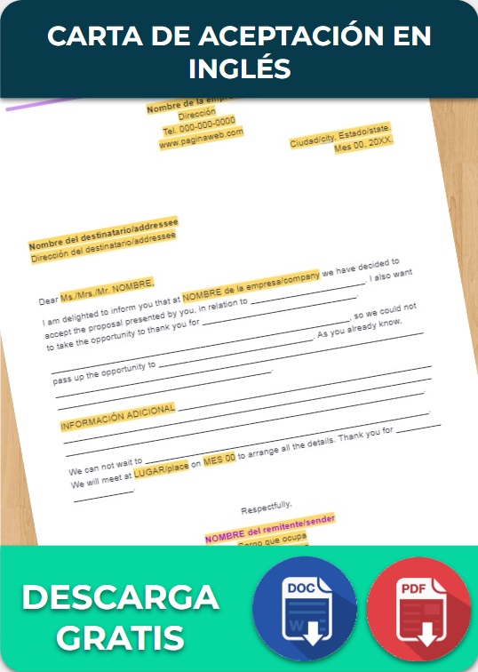 Carta de Aceptación en inglés