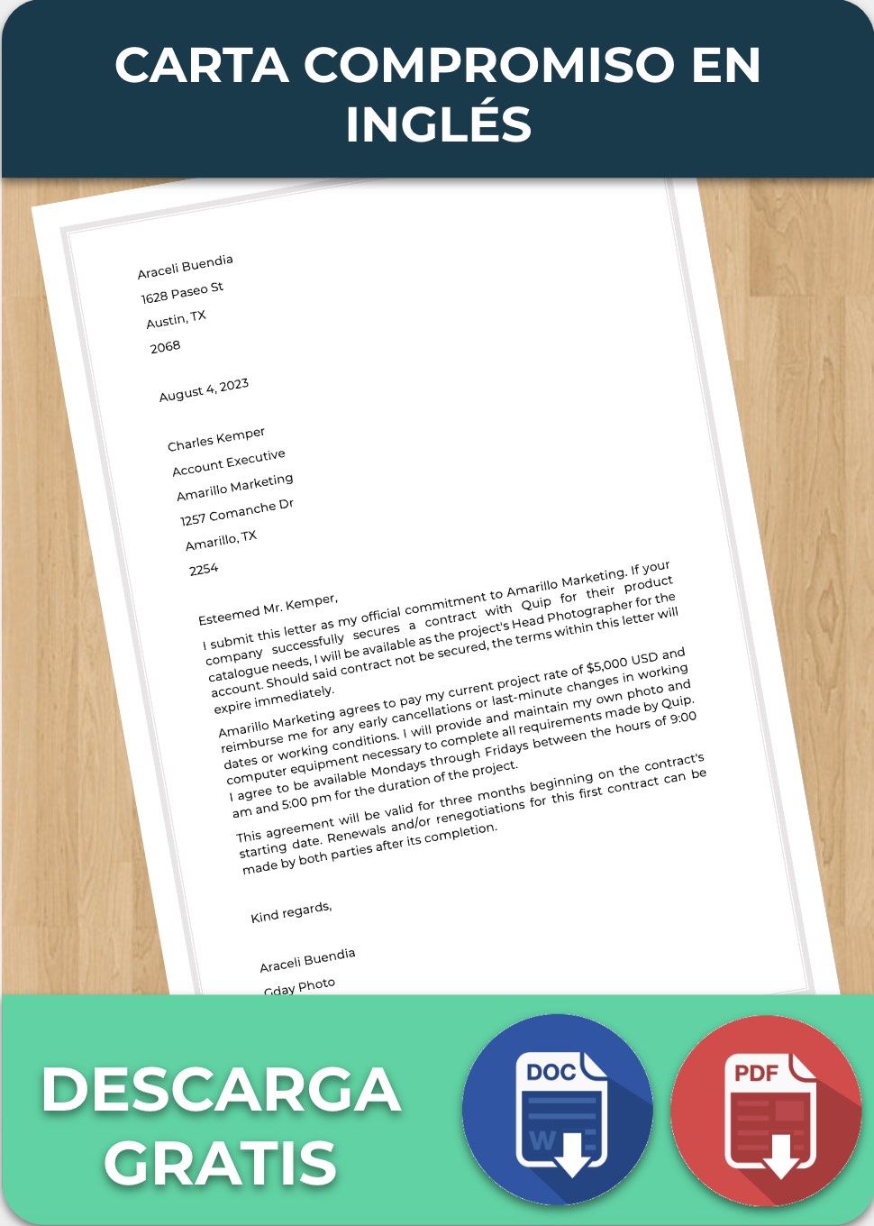 Carta Compromiso en Inglés