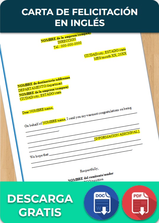 Carta de felicitación en inglés
