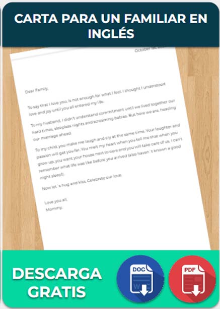 Carta en inglés para un familiar