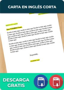 Carta en inglés corta