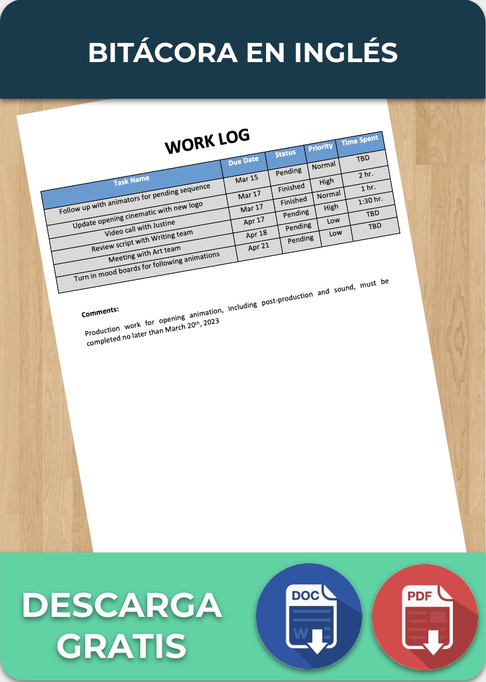 Bitácora en Inglés