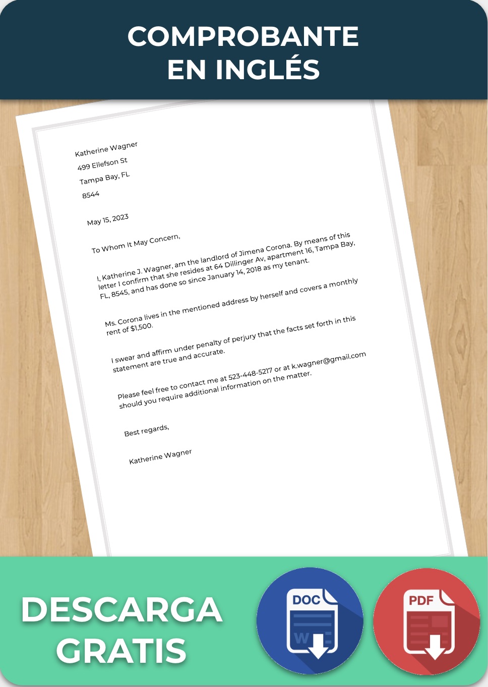 foto de Comprobante en Inglés