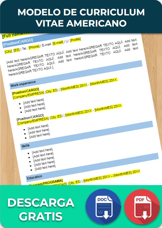 imagen de Modelo de curriculum vitae americano