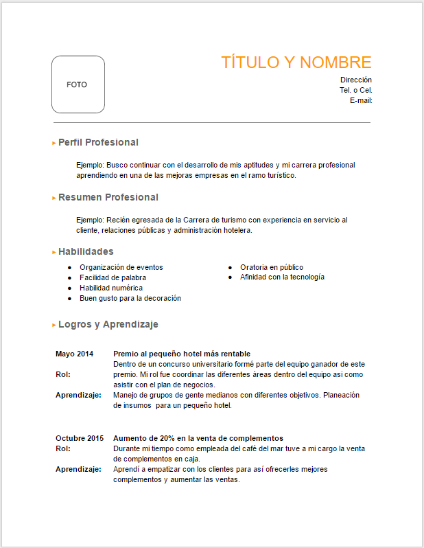 Curriculum Vitae Formato Para Llenar