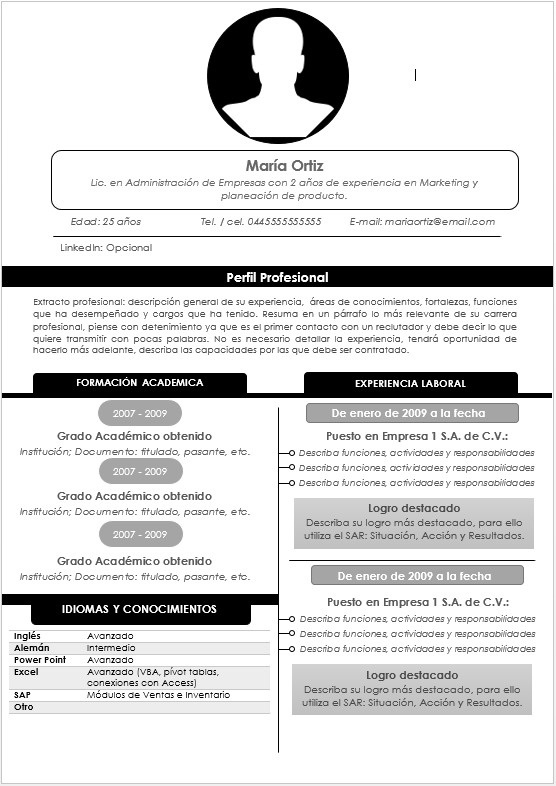 Como Hacer Un Curriculum Vitae En Word