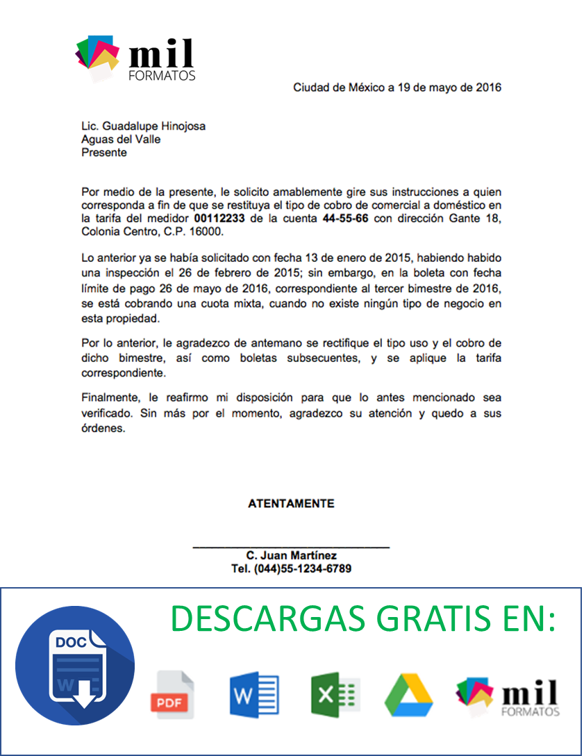 Carta Formal Ejemplos Formatos Word Pdf