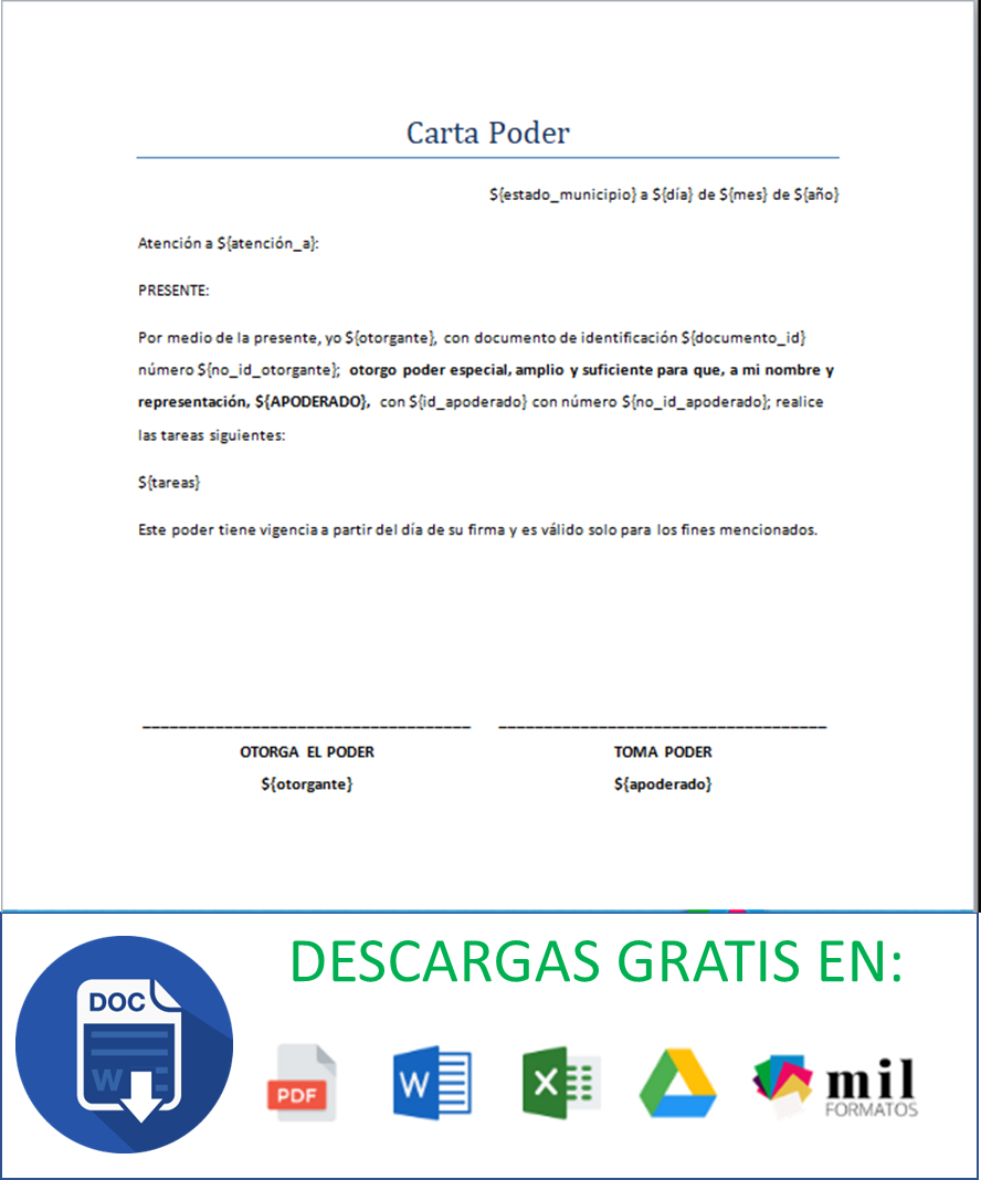 Carta Poder > Formatos y Ejemplos | Word para llenar e ...