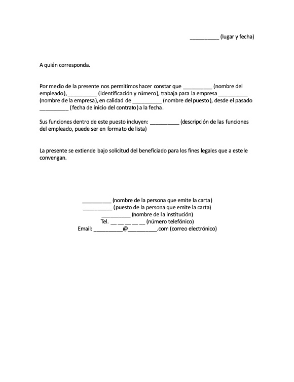 Constancia de Trabajo / Carta Laboral > Formatos y 