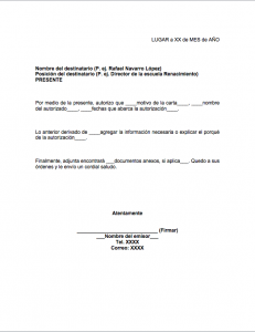 Formato de carta de autorización PDF