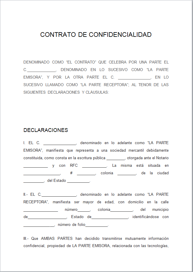 Contrato de Confidencialidad 【 Ejemplos y Formatos 】Word, PDF