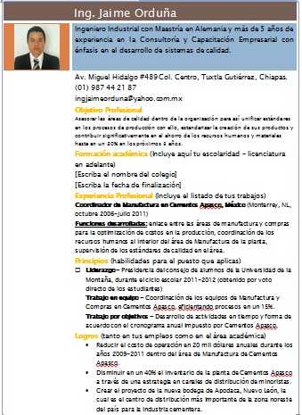 Modelo carta curriculum