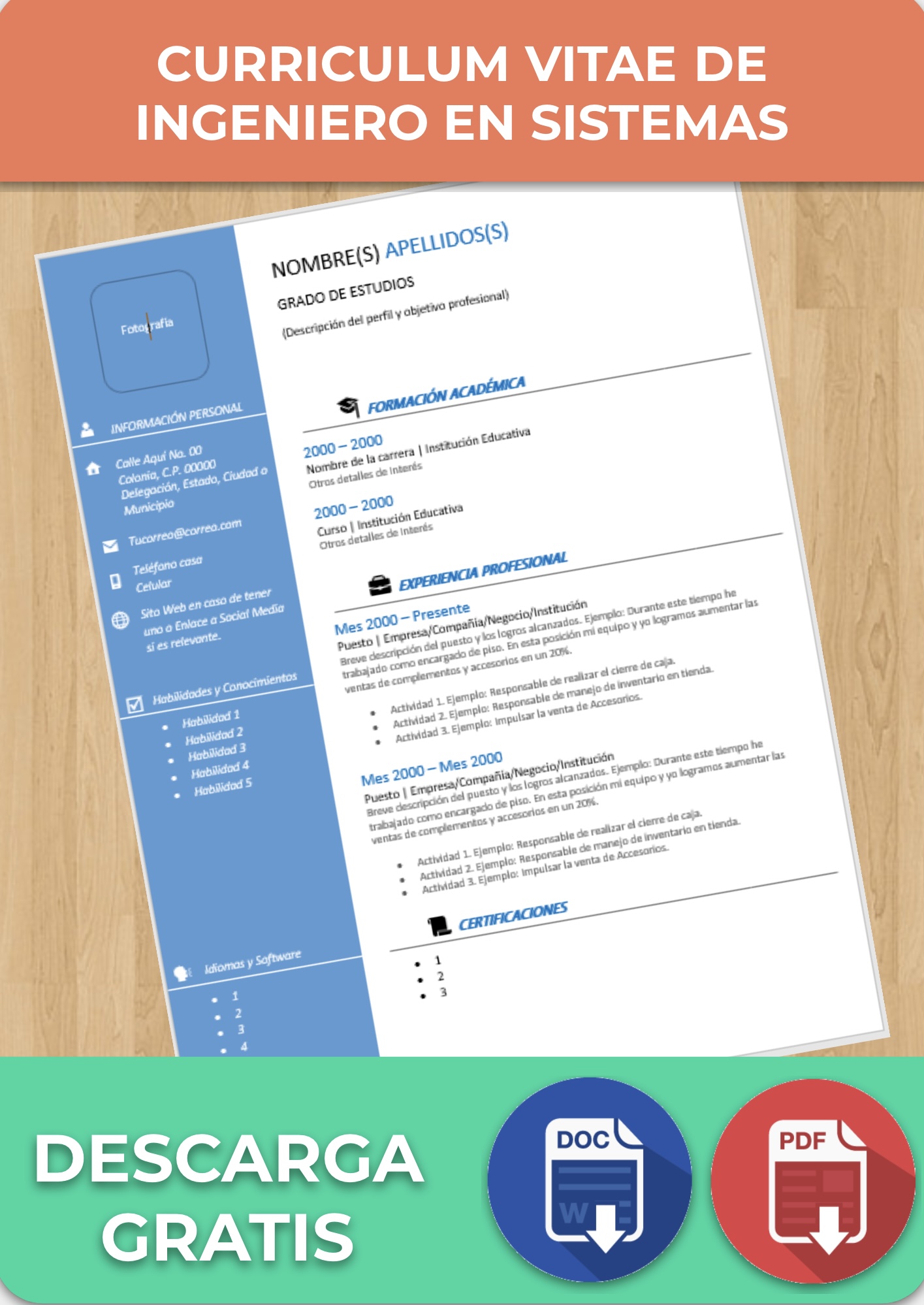 Curriculum de Ingeniero en Sistemas Word