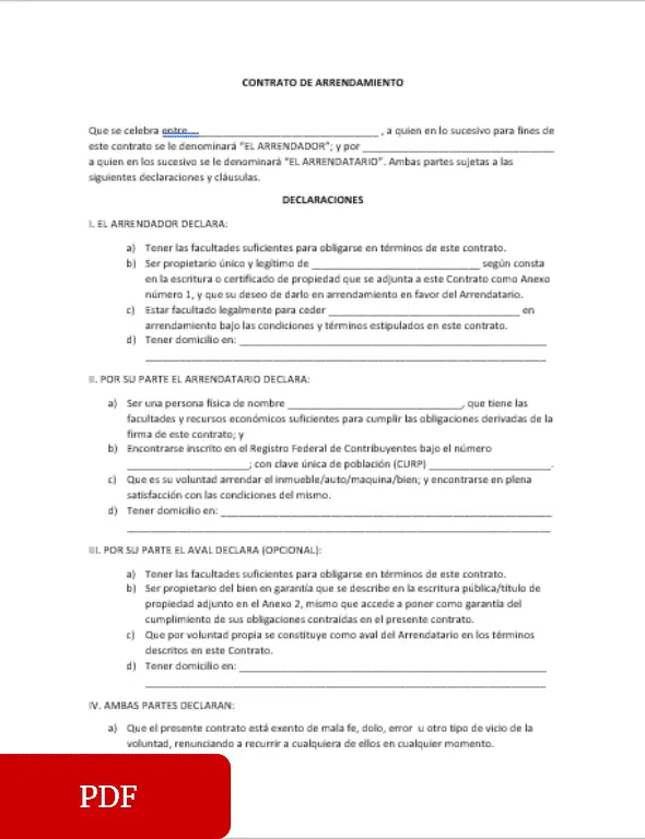 imagen de Contrato de Arrendamiento para rellenar y firmar en línea