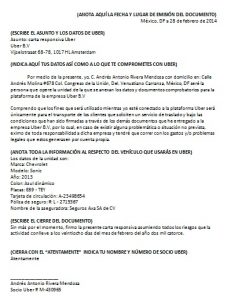 Carta Responsiva Uber > Formatos y Ejemplos  Word para 