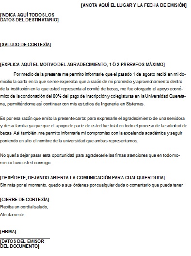 Carta Formal Para Un Profesor De Agradecimiento