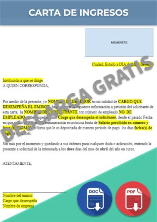 Carta de Ingresos