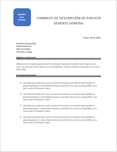 Formato_análisis_de_puestos_gerente_general  Milformatos.com