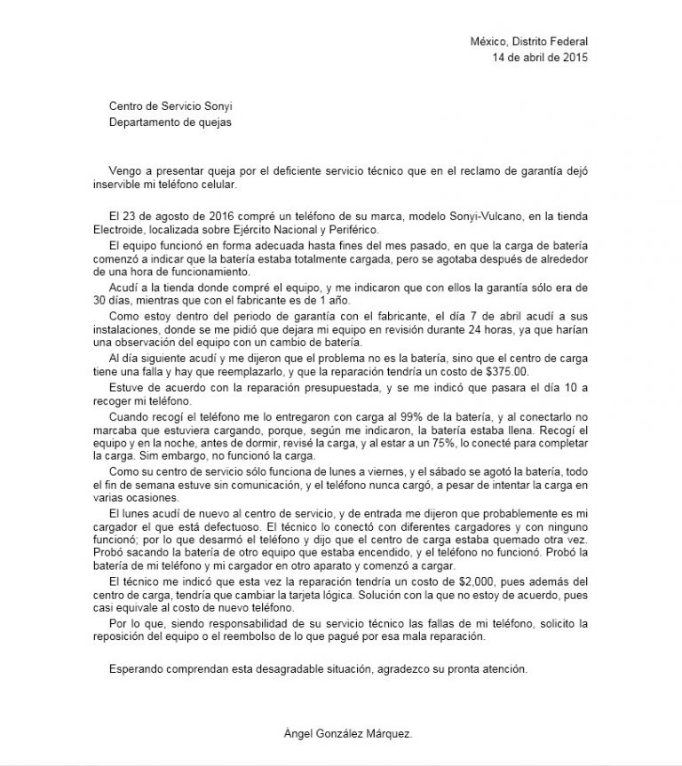 Carta De Queja Por Mal Servicio【 Ejemplos Y Formatos 】word Pdf