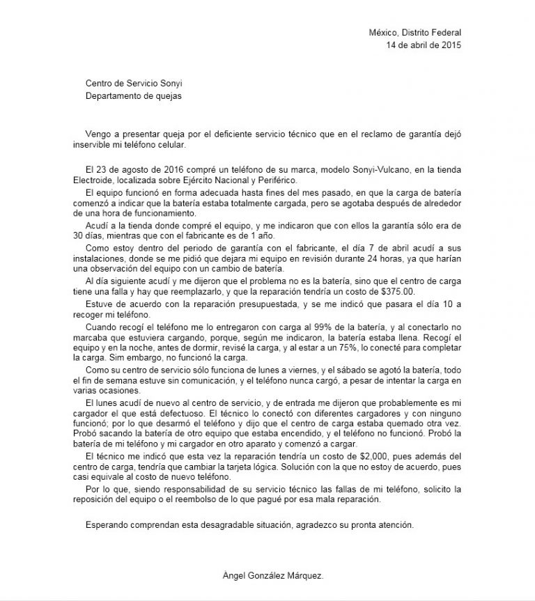 Descubrir 78+ imagen modelo carta de queja por mala atencion