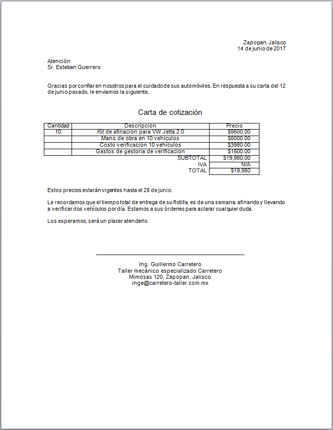 Carta de Cotización 【 Ejemplos y Formatos 】Word, PDF