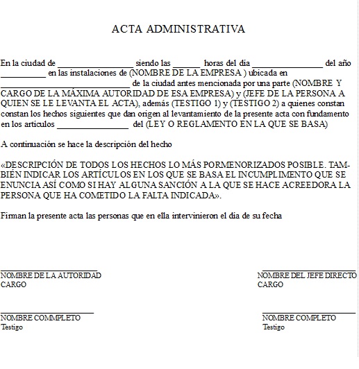 Acta Administrativa Qu Es Elementos Ejemplo Formatos Vrogue Co
