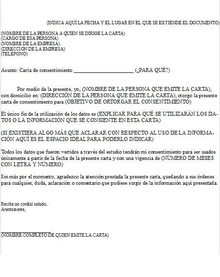 Formato Carta de Consentimiento  Milformatos.com