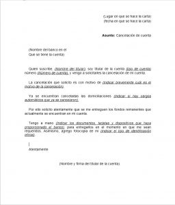 Carta de Cancelación de Cuenta Bancaria > Formatos y 