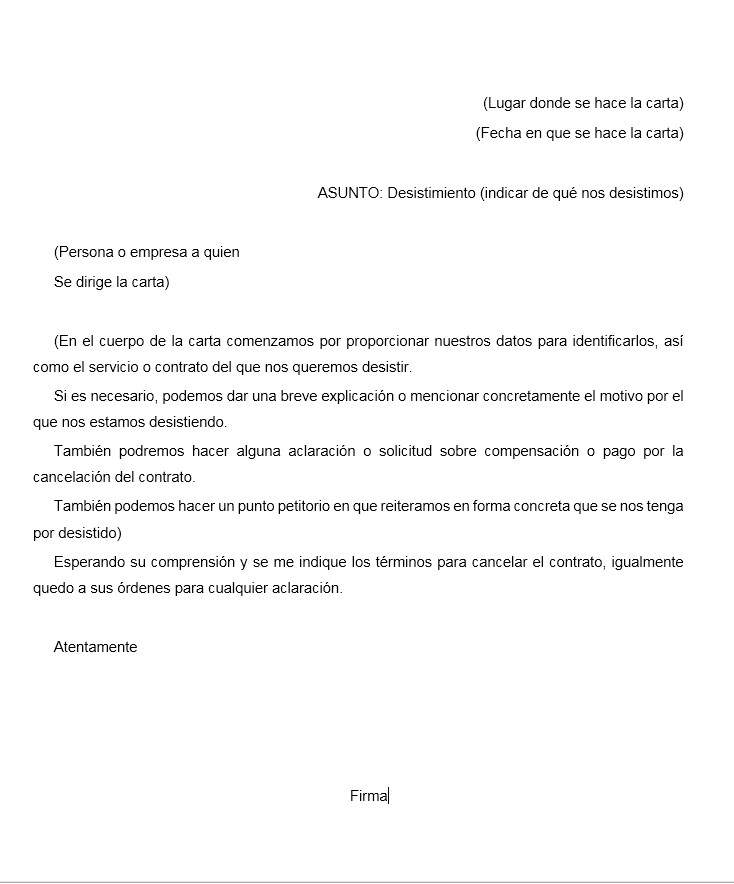 Ejemplo De Carta De Cancelacion De Servicio De Internet 