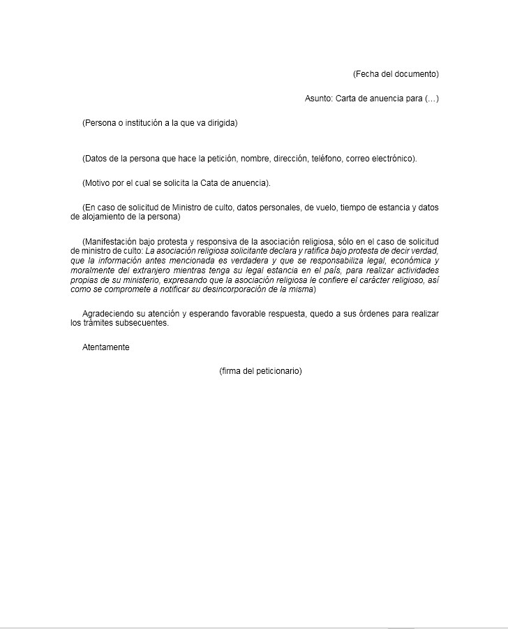 Carta de Anuencia 【 Ejemplos y Formatos 】Word, PDF