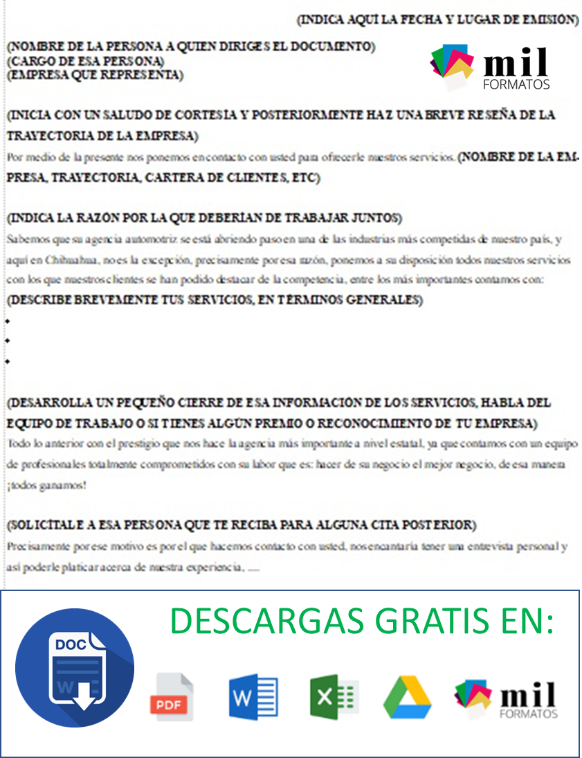 Carta de Presentación de una Empresa > Formatos y Ejemplos 