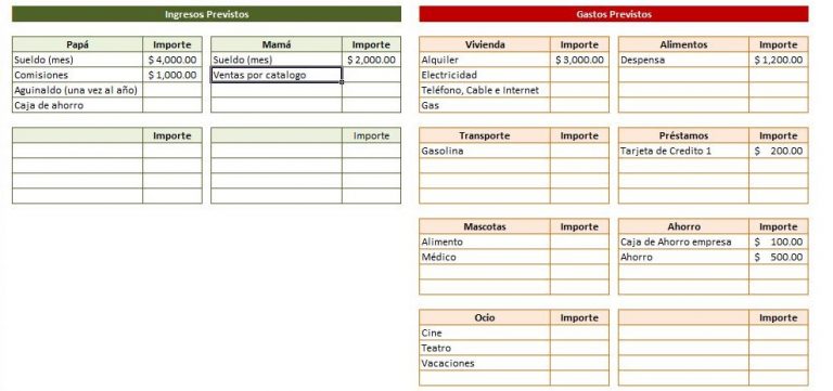 Presupuesto Familiar Ejemplos Formatos Word Excel 0506