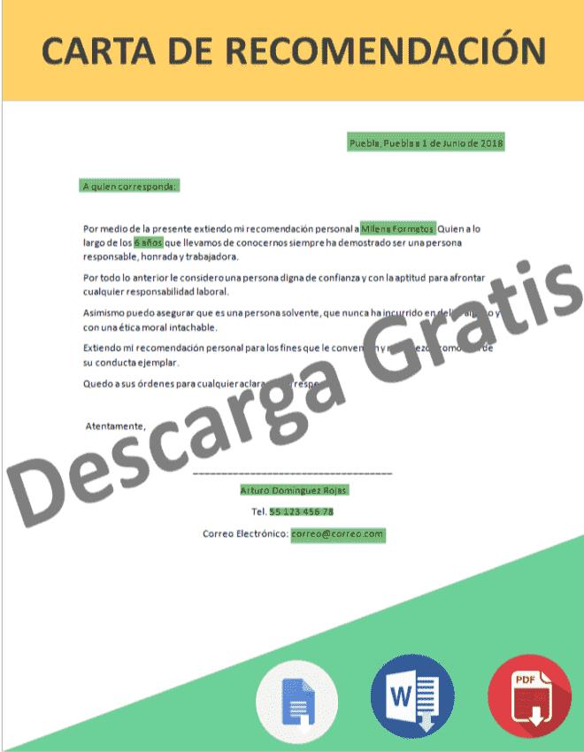 Carta referencia personal - Celo.yogawithjo.co