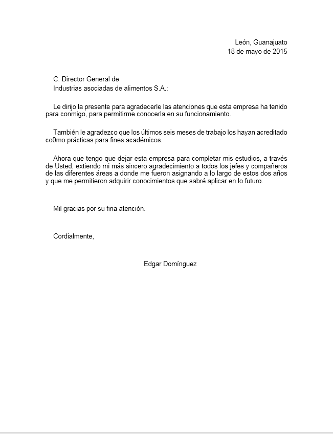 Ejemplo De Carta De Despedida De Trabajo 3960