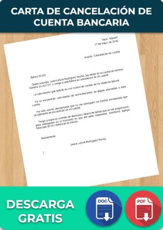 Carta de Cancelación de Cuenta Bancaria 【 Ejemplos y Formatos 】Word, PDF