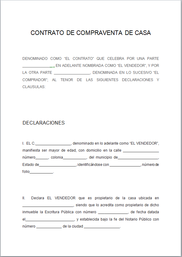 Contrato De Compraventa De Casa Ejemplos Formatos Word Pdf 3997