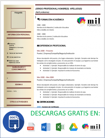Currículum de un Contador 【 Ejemplos y Plantillas 】Word, PDF