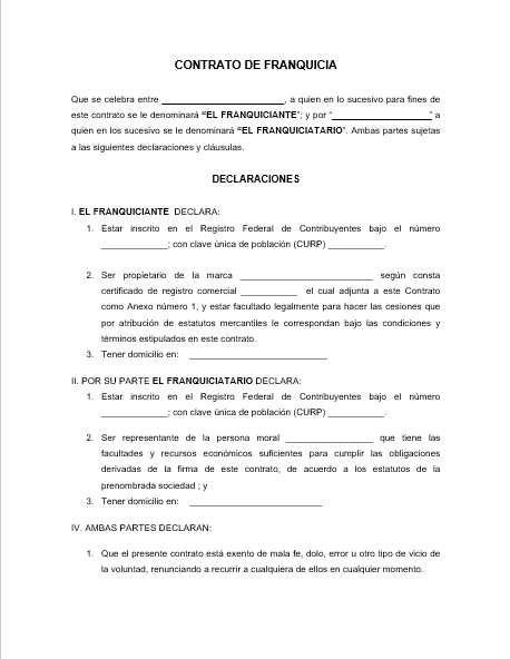Contrato de Franquicia 【 Ejemplos y Formatos 】Word, PDF