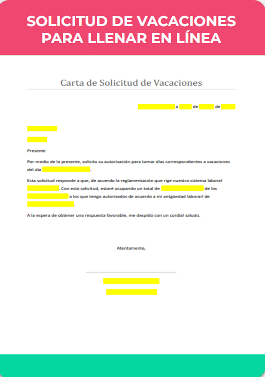 Carta de Solicitud de vacaciones 【 Ejemplos y Formatos 】Word, PDF